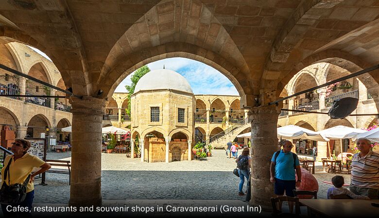 Cafes, restaurants and souvenir shops in Caravanserai (Great Inn)