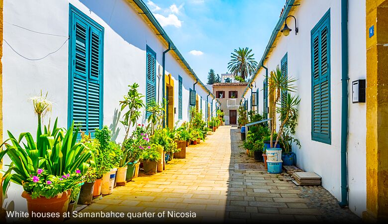 White houses at Samanbahce quarter of Nicosia