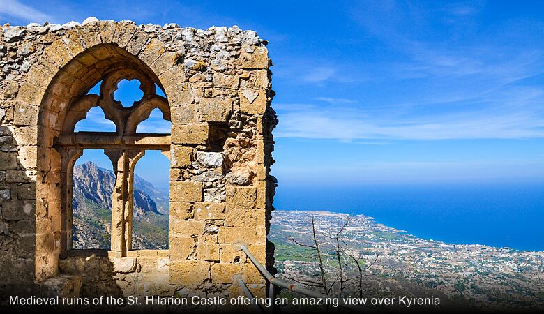 Medieval ruins of the St. Hilarion Castle offering an amazing view over Kyrenia