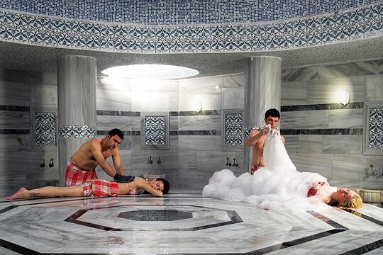 Traditional Turkish bath (hammam) experience with full body scrub, Kyrenia town centre
